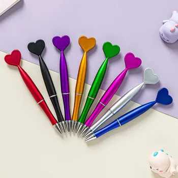 100шт 0,5 мм Поворотная шариковая ручка Kawaii Love Heart Decoration Pen Нейтральная ручка Милые письменные принадлежности для школьников в подарок