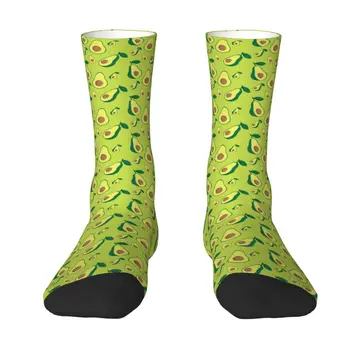 Kawaii Love Носки с рисунком лица из зеленого авокадо для мужчин и женщин, теплые баскетбольные спортивные носки с 3D-принтом