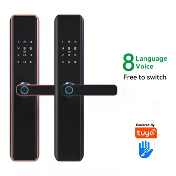 Handaily smart tuya wifi цифровой электронный пароль ручки отпечатков пальцев TTlock 8 Языковой голосовой дверной замок без ключа