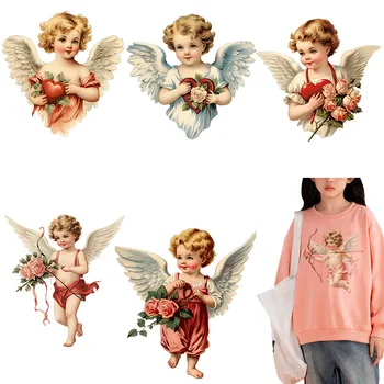 Ангелы из мифологии ретро, мальчики и девочкидетский перенос утюгом для одежды, переводы dtf, готовая к печати теплопередающая печать