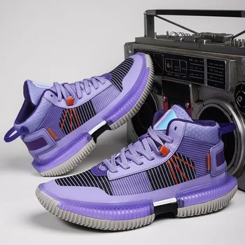 Оригинальные Дизайнерские Фиолетовые Кроссовки Баскетбольные Мужские Спортивная Обувь Для Баскетбола Женская Профессиональная Нескользящая Мужская Баскетбольная Обувь
