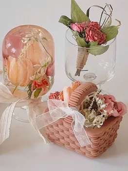 Силиконовая форма для свечи в цветочной корзине, Корейский инструмент для изготовления ароматических свечей, Восковые формы, Бамбуковая корзина, форма для мыла для свечей