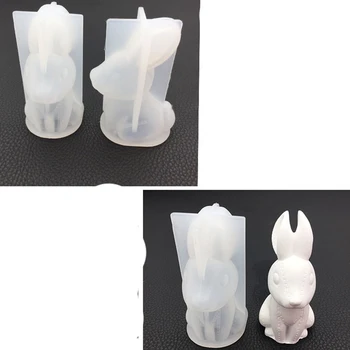 Силиконовые формы из эпоксидной смолы с 3D кроликом, фигурное литье для ароматерапевтической свечи, Пасхальные украшения, поделки своими руками