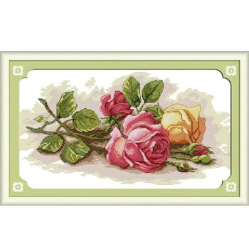 Украшение дома DIY Рукоделие ручной работы, набор для вышивания крестиком, набор для вышивания 14-каратным 16-каратным красивым рисунком розы, вышивание крестиком