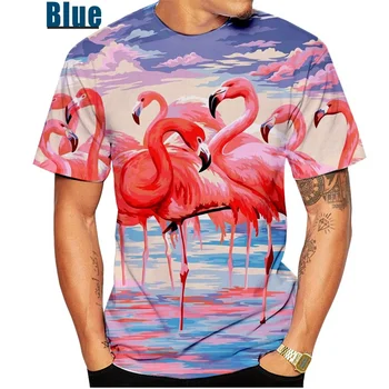Летняя новинка 2024 Года И забавная Футболка с 3D-принтом Flamingo, мужская / Женская Популярная Модная Повседневная футболка с коротким рукавом