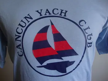 Винтажная Синяя футболка 80-х годов Cancun Yach Club Souvenir Размер M