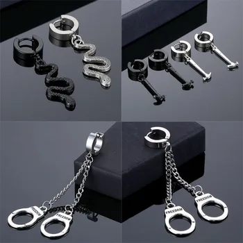 Простые наручники Серьги-подвески в виде Змеиного молотка, панк-геометрические серьги-гвоздики из нержавеющей стали, подарки для вечеринок для женщин и девочек