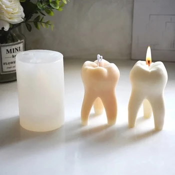 3D зубная силиконовая форма для свечи имитация больших зубов ароматерапия гипсовая смола форма для выпечки мыла украшение для вечеринки в стиле ар-деко
