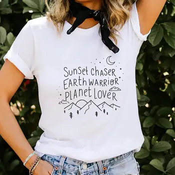 Sunset Chaser Earth Warrior, женская футболка с принтом из 100% хлопка, летний повседневный топ Унисекс с коротким рукавом, тематические рубашки на тему 