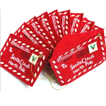 10ШТ Конверт Рождественский Рождественская Елка Подвесной Держатель Для Карт Санта Подарочный Пакет Красное Украшение Подарочные Мягкие Бумажные Конверты