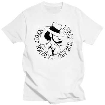 Мужские футболки Jigen Stamp Lupin, хлопковая одежда Ishikawa, классические футболки для отдыха с круглым вырезом и коротким рукавом, подарочная футболка