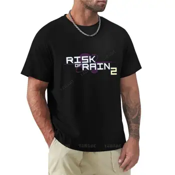 Риск дождя 2 футболки, футболки с графическими принтами, винтажная одежда, Короткая футболка, футболки для мужчин, черная хлопковая мужская футболка