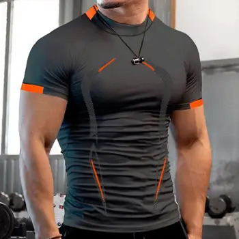 Футболка для фитнеса, Быстросохнущая 3D-резка, приятная на ощупь, летняя компрессионная футболка для бега, мужская футболка, впитывающая пот