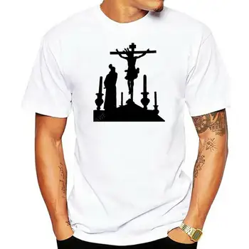 Camiseta de silueta de crucifixión para hombre, camisa de Iglesia, crucifijo, cristiano, Jesús,Fashion Tops de gimnasio geniales