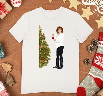 Reba McEntire Рождественская елка Мужская футболка Белая Всех размеров Рождественская рубашка 1PT1551 с длинными рукавами