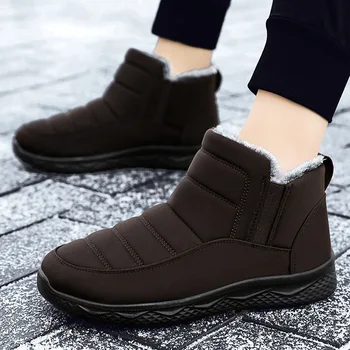 Новые водонепроницаемые зимние мужские зимние ботинки, мужские ботильоны на молнии, сохраняющие тепло для отца.