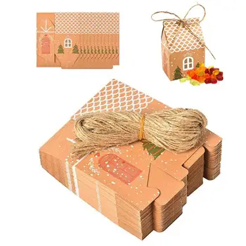 Мини-рождественский подарочный пакет 50шт Рождественская коробка из крафт-бумаги для подарков Принадлежности для подарочной упаковки конфет Игрушек печенья Шоколада
