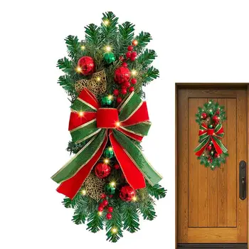 Рождественская каплевидная дверная гирлянда многоразового использования, не выцветающая Дверная гирлянда, украшения для рождественской елки в помещении и на открытом воздухе