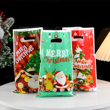 10шт Рождественские Пакеты для конфет, милые Подарочные пакеты, Рождественская Елка, Подарочная упаковка с рисунком Санта-Клауса, украшения для Рождественской вечеринки, Принадлежности