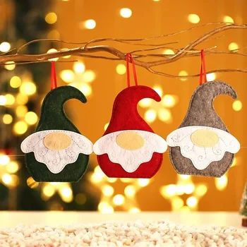 Новые рождественские украшения, Безликий Санта-Клаус, Тканевый кулон, Украшение для окна, Подвеска в виде Рождественской елки