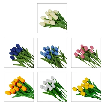 10 шт. искусственных тюльпанов, декора из искусственных цветов, настоящих свадебных букетов