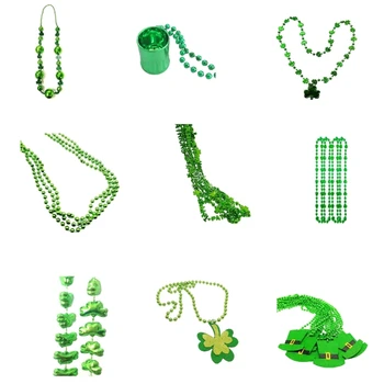 В ассортименте ожерелья Patricks Day Зеленые бусины для аксессуаров для костюмированной вечеринки