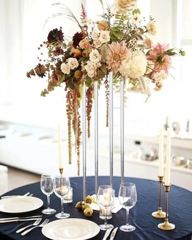 Прозрачная акриловая ваза для цветов, центральное украшение стола, Свадебная, современная, винтажная подставка для цветов, Свадебные украшения, 10 комплектов в упаковке