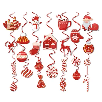 1 комплект Рождественский Спиральный Подвесной набор Веселых Рождественских Конфет Для украшения вечеринки Тематические Вешалки Красный