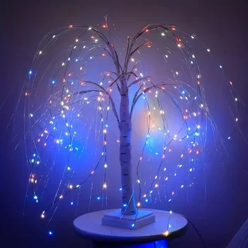 СВЕТОДИОДНЫЙ светильник на маленьком дереве Willow tree light Для украшения комнаты Creative home scene layout simulation willow tree light