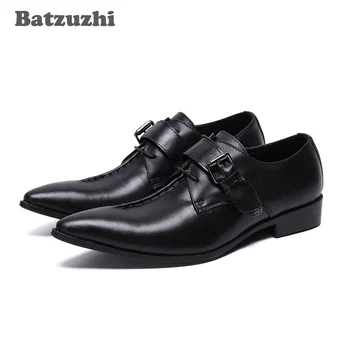 Batzuzhi/ Официальные Кожаные модельные туфли, Мужские Деловые Кожаные туфли с острым носком на шнуровке, Chaussures Hommes, Оксфорды Больших размеров 38-46