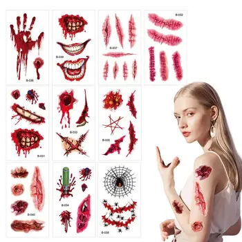 Наклейки с ранами на теле, имитирующие шрамы от Хэллоуина, Водонепроницаемые и безопасные в использовании наклейки с элементами Хэллоуина для фантазии