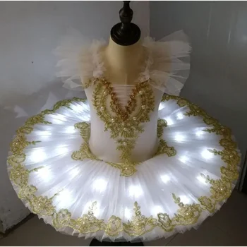 Для девочек светодиодная подсветка Профессиональное балетное светящееся балетное платье для балерины Детский светящийся танцевальный костюм для вечеринки по случаю Дня рождения Танцевальная одежда