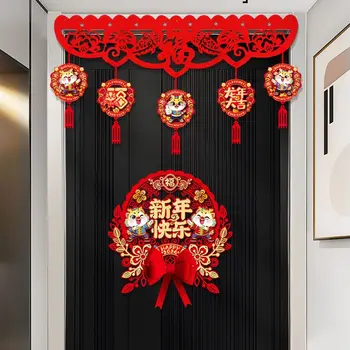 Декоративный подвесной флаг С наилучшими пожеланиями Удачи, китайский Новогодний кулон-куплет с рисунком дракона, Многоразовые подвесные украшения