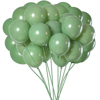 100шт зеленых воздушных шаров, оливково-зеленых воздушных шаров, эвкалиптовых вечерних латексных воздушных шаров 12 дюймов для женщин, мужчин, дня рождения, детской свадьбы