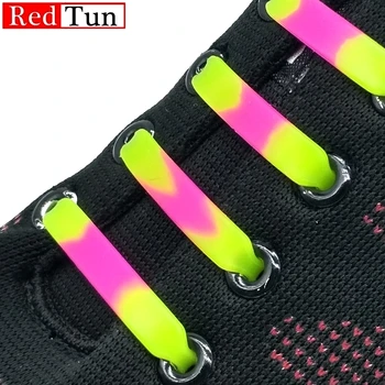 12 шт./лот Градиентный цветной шнурок для кроссовок, силиконовые шнурки без галстука, модные эластичные кроссовки унисекс, шнурок для обуви