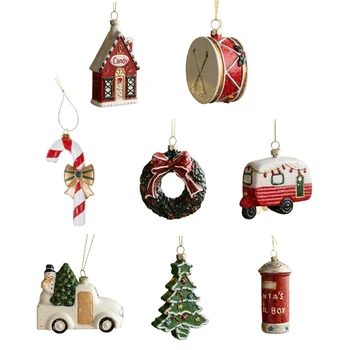 Рождественский подвесной дом, венок, барабанные подвески для Рождественской елки, дома, сада, подвешивания на двери фермерского дома Специального украшения