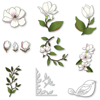 2023 Новая металлическая форма для резки Magnolia Process для резки бумаги и печати открыток, тиснения бесцветных штампов