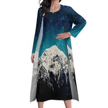 Мечтательное звездное платье с длинным рукавом Galaxy Mountain Эстетические Богемные длинные платья Женское современное платье Макси Подарок на день рождения