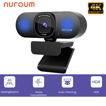 Веб-камера NUROUM V32AF 4k Full Hd с функцией искусственного интеллекта с шумоподавлением для конференций по сельскому хозяйству для ПК и ноутбуков