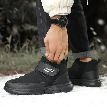 Мужские ботинки, высококачественные теплые зимние ботинки, нескользящие зимние ботильоны, уличная плюшевая водонепроницаемая хлопковая обувь, мужские теплые кроссовки