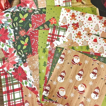 12 Листов 6-дюймовой бумаги для рождественских вырезок в виде снеговика, бумага для рукоделия, односторонний картон, бумага с лесным рисунком, принадлежности для скрапбукинга