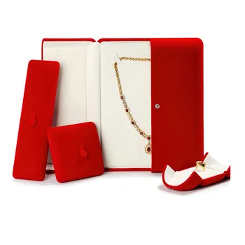 Красная Подарочная коробка для ювелирных изделий, Коробки для хранения браслетов, Большое Ожерелье, Подарочная коробка, Витрина Ювелирных изделий, Жемчужное ожерелье, Коробка для колец