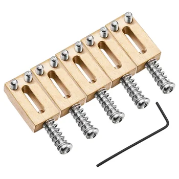 6 комплектов седла-бриджа для электрогитары из цельной латуни, бридж-бридж, Кодовая струна, натяжная струна, кодовая струна, седло (серебро)