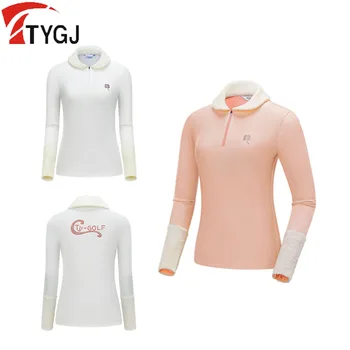 TTYGJ, женские топы для гольфа на открытом воздухе с длинным рукавом, осенняя женская плюшевая рубашка-поло для гольфа, зимние тонкие мягкие тренировочные футболки на молнии S-XL