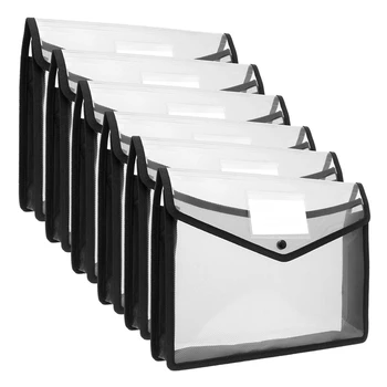 6шт Пластиковый пакет емкостью А4, файловый органайзер, сумка для документов, сумка для хранения канцелярских принадлежностей