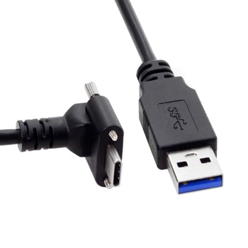 CY Наклонный USB 3.1 Type-C с двойным винтовым креплением к стандартному кабелю передачи данных USB3.0 под углом 90 градусов для камеры