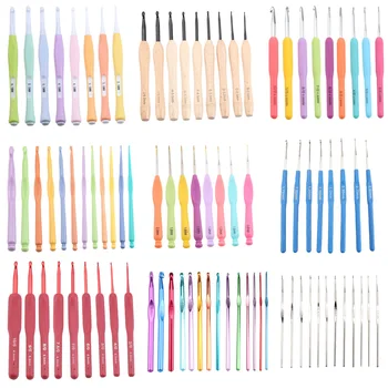 Набор крючков для вязания крючком разных размеров Пластиковые ручки Алюминиевые спицы для вязания Пряжа для рукоделия Иглы для вязания крючком Инструмент для шитья