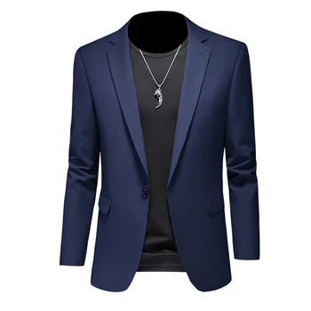 Мужской деловой повседневный пиджак, однотонная рабочая одежда, топ мужского бренда Swallowtail, плюс размер M-6XL, топ для костюма