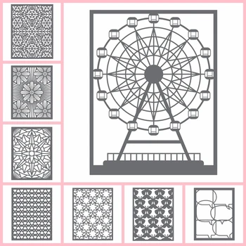 Смешанный прямоугольник, кружевная рамка, Колесо Обозрения, Солнце, Диалоговое окно для резки металла, трафареты для скрапбукинга для изготовления открыток, трафарет для поделок 2021