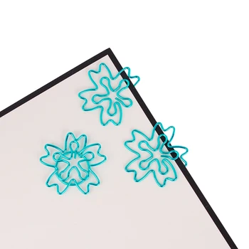 Скрепки для цветов Миндаля Голубая Снежинка Скрепка Для бумаги Бирюзовая Закладка Скрепка Для бумаги Металлические Милые Скрепки Металлическая Булавка Специальной формы